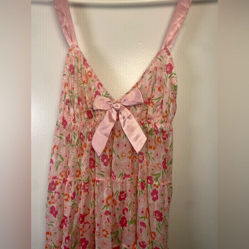 Victoria's Secret Pink Floral Chemise with Bow - Picture 3 of 7